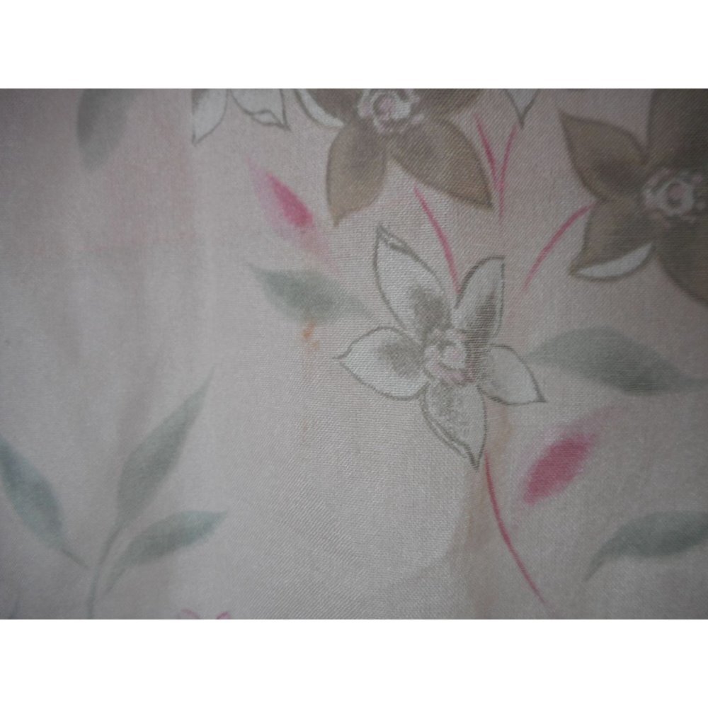 Vintage Sheer Pink Grey Green Floral rectangle scarf Estate Find - Picture 5 of 5